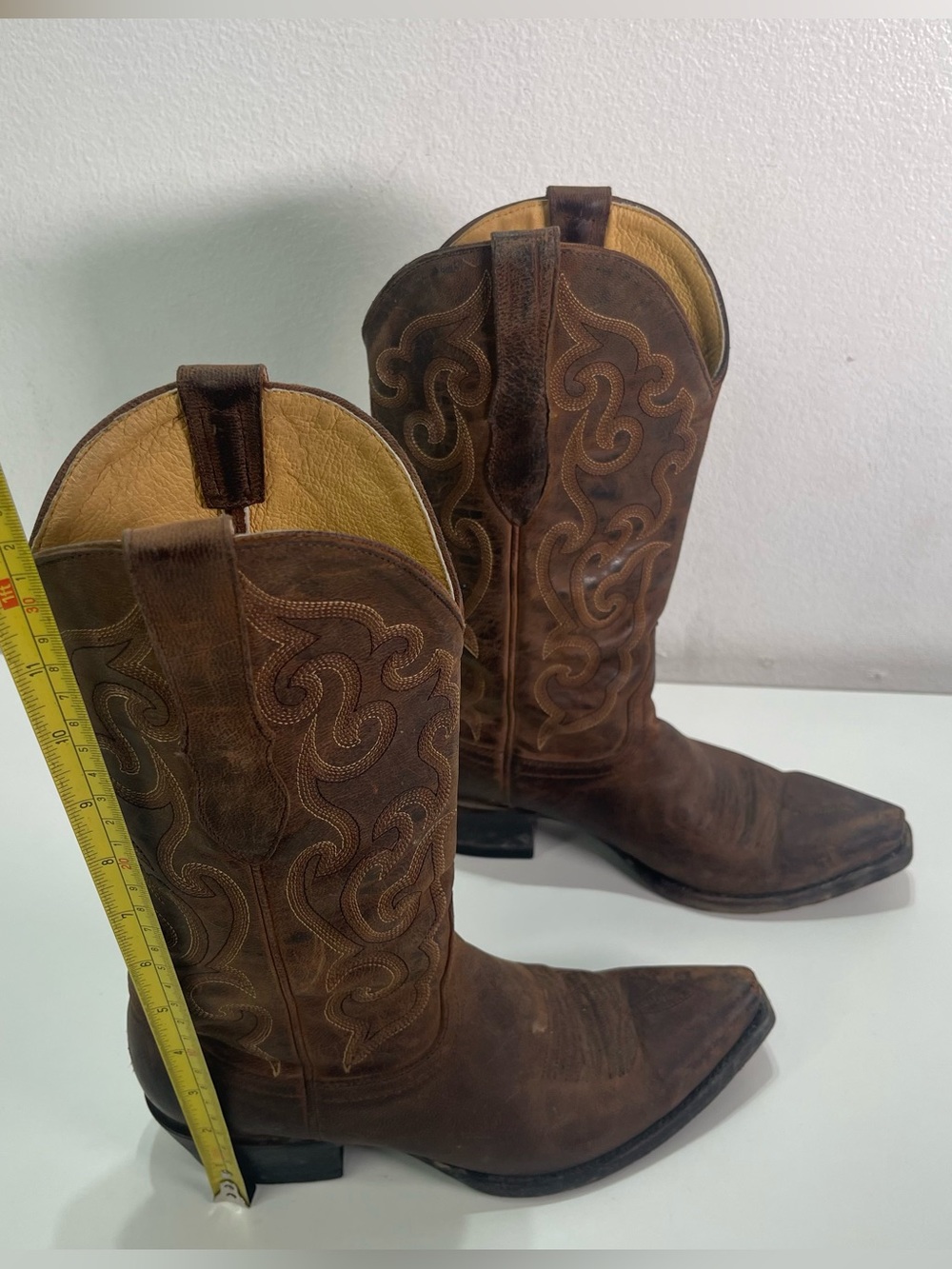 Cavenders Western Boots Women's 7 B Brown Leather Snip Toe Cowgirl Festival - Picture 5 of 9